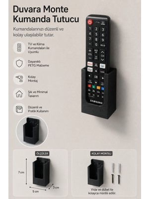 ModuLab 3D Duvara Monte Kumanda Tutucu – 3D Baskı  Tv ve Klima Kumandası Düzenleyici Stand