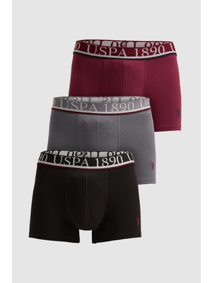 U.S. Polo Assn. Erkek Bordo 3'lü Boxer Takımı 50326500-VR014
