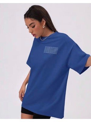 Nigrum Pardus Nıgrum Pardus Yeni Sezon Alfabe Harfler Baskılı %100 Pamuk Büyük Beden Kadın T-Shirt