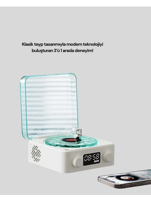 Zero Land Ilkeshop Bluetooth Hoparlör – 3-Ü-1 Saatli Gece Lambası ve Vintage Tasarım