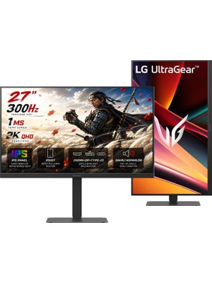 LG 27G640A-B UltraGear G6 27" 1Ms (GtG) 300Hz (HDMI+DP+USB-C) G-SYNC + FreeSync Premium 2K QHD (2560x1440) IPS Pivot Gaming Monitör