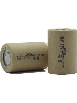Senka Sertec 1.2V Ni-Cd 4/5 Sc 1500 Mah Kağıt Şarjlı Pil 10C (Başsız/flat Head)