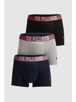 U.S. Polo Assn. Erkek Siyah 3'lü Boxer Takımı 50326501-VR046