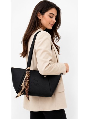 Güneş Kadın Mini Tote Bag Omuz Çantası Fular Detaylı Günlük Şık El ve Omuz Çantası