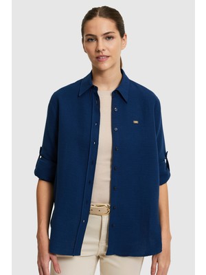 U.s. Polo Assn. Kadın Lacivert Gömlek Desenli 50324689-VR033