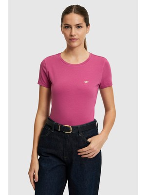 U.S. Polo Assn. Kadın Fuşya Bisiklet Yaka Basic Tişört 50321809-VR023