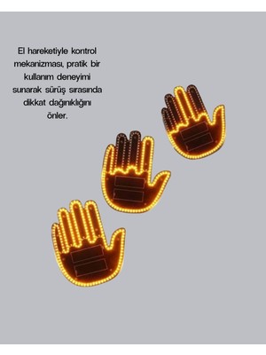 Zero Land Ilkeshop 176 Led’li Amber Trafik Uyumlu Sinyal Işığı – El Hareketiyle Kontrol