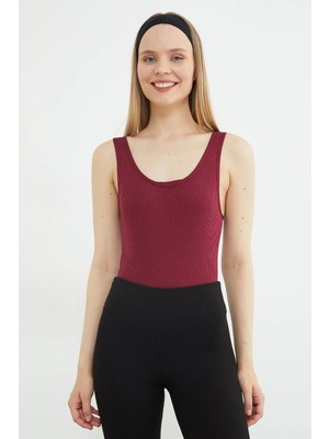 FullaModa Fitilli Kaplı U Yaka Çıtçıtlı Body