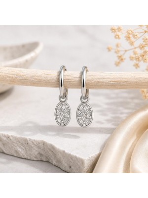 Hotchıc 925 Ayar Oval Taşlı Halka Gümüş Küpe