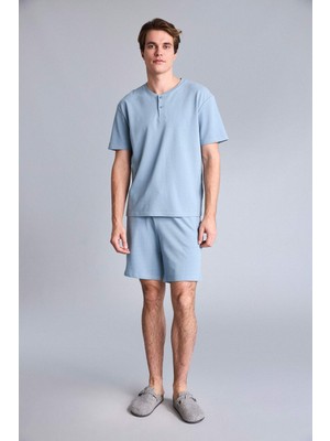 DeFacto New Regular Fit Kısa Kollu 2'li Şort Tişört Pike Pijama Takım H5199AX26SP