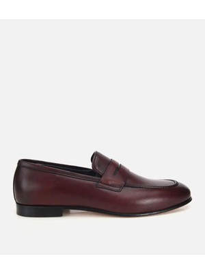 Hotiç Erkek Deri Bordo Klasik Loafer