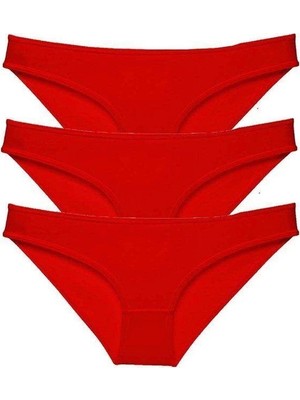 Asil Sepet Giyim 3 Adet Süper Eko Set Likralı Kadın Slip Külot Kırmızı Mudanis