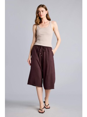 DeFacto Yüksek Bel Crop Fit Kahverengi Belmando Kapri I6798AZ26SM
