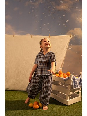 Oh la la Koala For Little Ones  Lacivert Daisy Picnic Serisi Kruvaze Takım