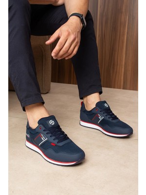 GOLDER Lacivert Erkek Sneaker Spor Ayakkabı Düz Taban Bağcıklı Rahat Kullanım İçin Tasarlandı