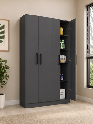 T Designo Kelvin Çok Amaçlı Dolap,10 Raflı, 2 Kapaklı Mutfak Dolabı Kiler Dolabı Banyo Dolabı