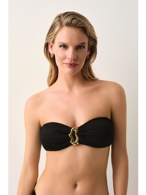 Suwen Noir Aksesuar Detaylı Straplez Bikini Üst