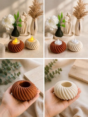 Modern Mumluk Seti (2’li) – Spiral Tasarım Dekoratif Tealight Mumluk (Mum Dahil Değildir)