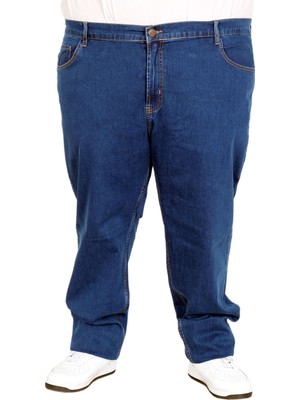 ModeXL Büyük Beden Erkek Denim Copper Pantolon 23900 Rahat Kalıp Mavi %98 Pamuk - %2 Elastan