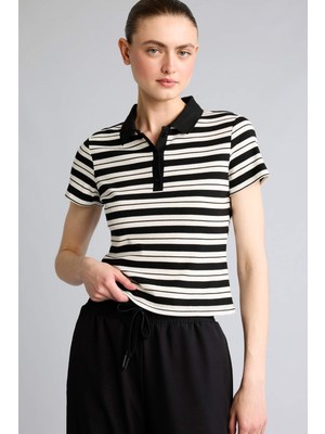 DeFacto Slim Fit Sporcu Fitilli Kaşkorse Kısa Kollu Polo Tişört I0030AX26SM