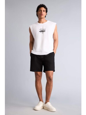 DeFacto %100 Pamuk Slim Fit Beli Lastikli Basic Diz Üstü Şort G4743AX26SM