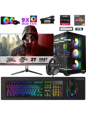 Xaser Star X390 Ryzen 5 7500F 32GB Ram 1tb M.2 Nvme SSD 16GB RX9060XT 27" 300Hz Oyuncu Bilgisayarı