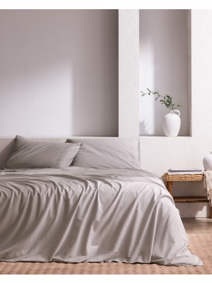 Madame Coco Tracey Tek Kişilik %100 Pamuk Pileli Linen Look Yıkamalı Çarşaflı Nevresim Takımı - Açık Gri
