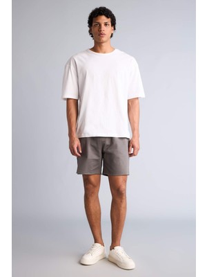DeFacto %100 Pamuk Slim Fit Beli Lastikli Basic Diz Üstü Şort G4743AX26SM