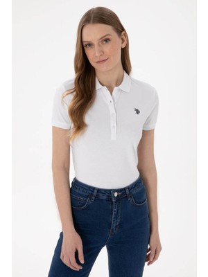U.s. Polo Assn. GTP-IY26 Beyaz Kadın Polo Yaka T-Shirt PU-8807