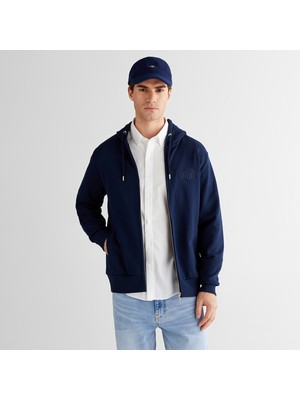 Gant Erkek Lacivert Regular Fit Kapüşonlu Fermuarlı Sweatshirt