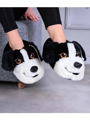 Mergenshoes Unisex Siyahs Köpekli Panduf Ev Botu (Siyah)