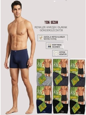 Tutku Elit Tuku Elit 1254 Erkek Boxer Bambu Elastan Yumuşak Doku Konforlu Karışık Boxer 6'lı Paket Abani Classic