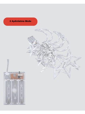 Magne 126 Led’li Yıldız Ay Perde Işık Prizden Çalışan Dekoratif Aydınlatma - TGR7949-9490