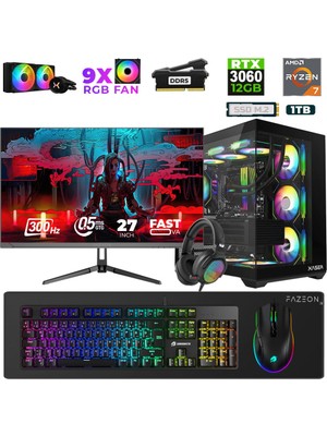 Xaser Star X430 Ryzen 7 7800X3D 32GB Ram 1tb M.2 Nvme SSD 12GB RTX3060 27" 300Hz Oyuncu Bilgisayarı