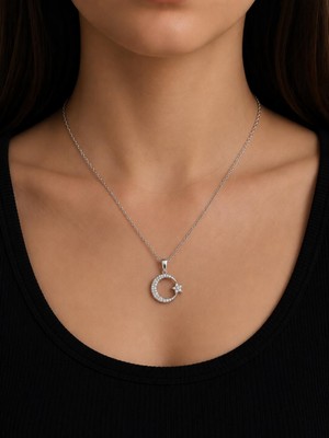 Hotchic Hotchıc 925 Ay Yıldız Taşlı Gümüş Kolye