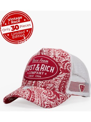 RustandRich Kadın Erkek Bordo Trucker Şapka Limited Collection Vintage Race
