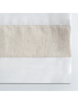 Ecocotton Leda Battal Boy Nevresim Takımı %100 Organik Pamuk Keten Nakışlı Krem 240X220 cm