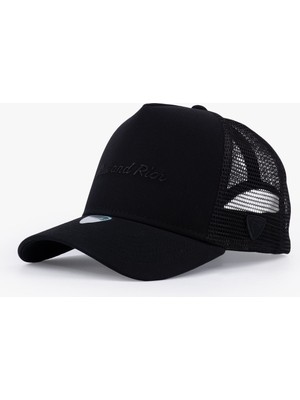 RustandRich Kadın Erkek Siyah Trucker Şapka Timeless Collection Basic