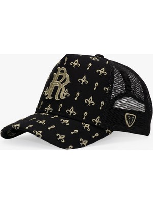 RustandRich Kadın Erkek Siyah/gold Trucker Şapka Premium Collection Regalia