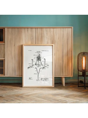 Pegziz Vintage Golf Club Patent Çizim Tablo Spor Klubü Duvar Dekor Tablo