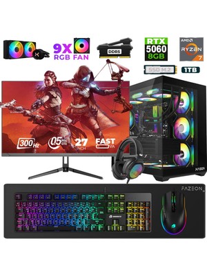 Xaser Star X450 Ryzen 7 7800X3D 16GB Ram 1tb M.2 Nvme SSD 8gb RTX5060 27" 300Hz Oyuncu Bilgisayarı