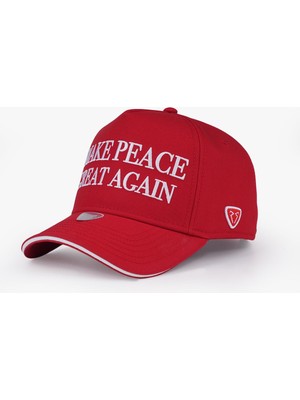 RustandRich Kadın Erkek Kırmızı Trucker Şapka Motto Collection Peace