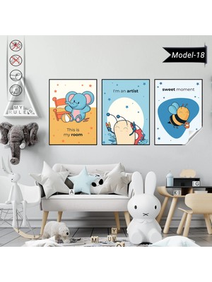 Akıllı Kağıt Statik Tutunma Özellikli Tablo - Poster Çocuk Odası (Model-18)