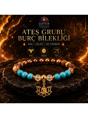 🔥 Ateş Grubu Burç Bilekliği – Koç, Aslan & Yay Doğal Taş Bileklik | Lotus Atölye ve İyi Yaşam Merkezi