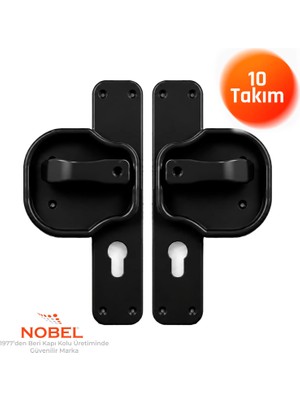 Nobel (10 Adet) Okul Kapı Kolu –kreş, Anaokulu ve Sınıf Kapıları Için Çocuk Korumalı Emniyetli Dayanıklı Plastik Kapı Kolu - Siyah
