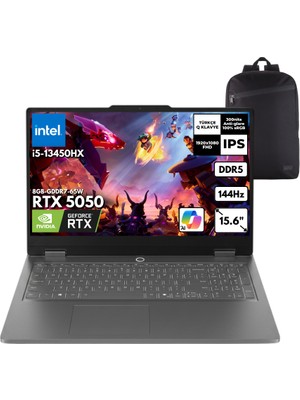 Lenovo Loq Essential 15IRX1 I5-13450HX 40-Gbddr5 1 Tbssd RTX5050 (8GB-GDDR7-65W) 15.6" Fhd 144HZ Windows 11 Home + Hmf Sırt Çantası 83SC000QTRHMF45
