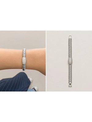 Gizella Xuping Zirkon Taşlı Silver Akordiyon Çelik Bileklik