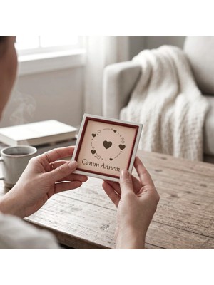 Miawiki Canım Annem Yazılı Sevgi Temalı Kalp Obje - 10X10 cm Modern ve Estetik Hediyelik Tasarım