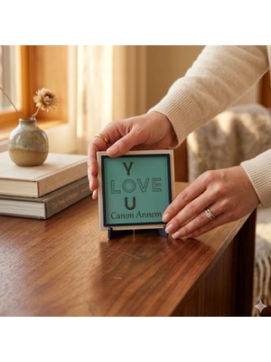 Miawiki Canım Annem & I Love You Yazılı Modern Dekoratif Set | 10X10 cm Minyatür Şık Hediye