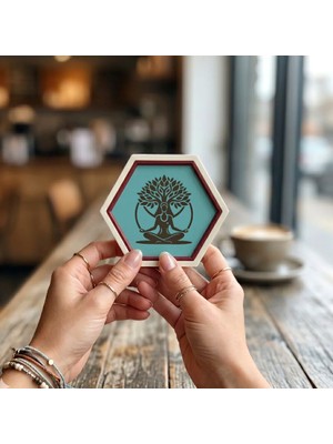 Miawiki Yoga ve Yaşam Ağacı Temalı Minimalist Obje, Ev ve Ofis Için Estetik Mini Dekor 10X10 cm